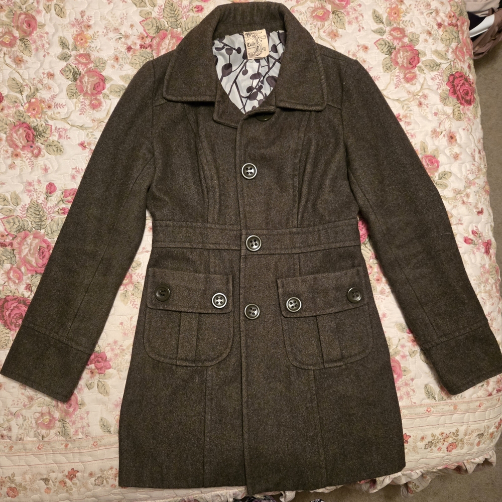 Tulle Army Green Pea Coat